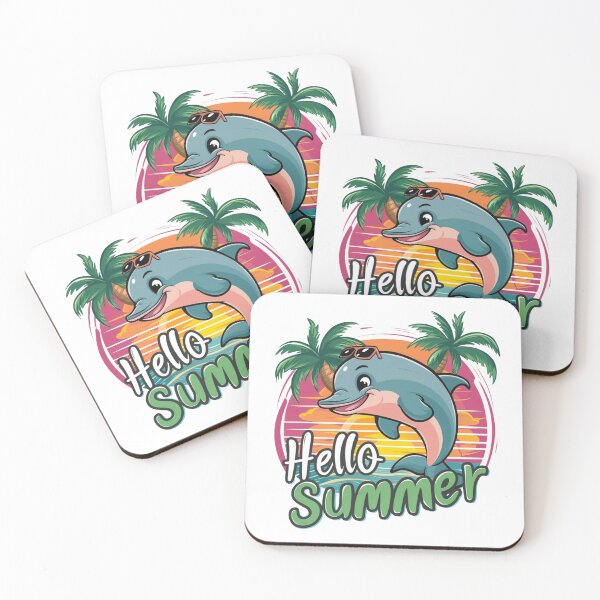 Item preview, Hello Summer Cute Dolphin | Tropical Beach Sunset Vacation Design designed and sold by Awarrie.