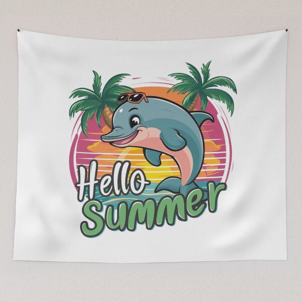 Item preview, Hello Summer Cute Dolphin | Tropical Beach Sunset Vacation Design designed and sold by Awarrie.