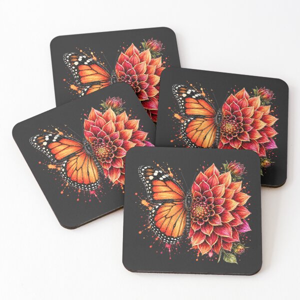 Item preview, Dahlia Butterfly Watercolor Illustration designed and sold by ColorSplash123.