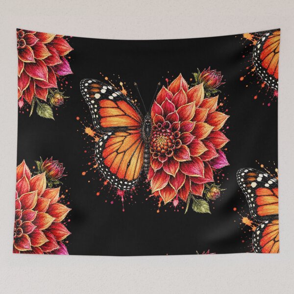 Item preview, Dahlia Butterfly Watercolor Illustration designed and sold by ColorSplash123.