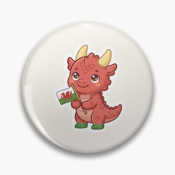 Item preview, Welsh Dragon with Flag – Cymru Pride Kawaii designed and sold by Cerys-GS.