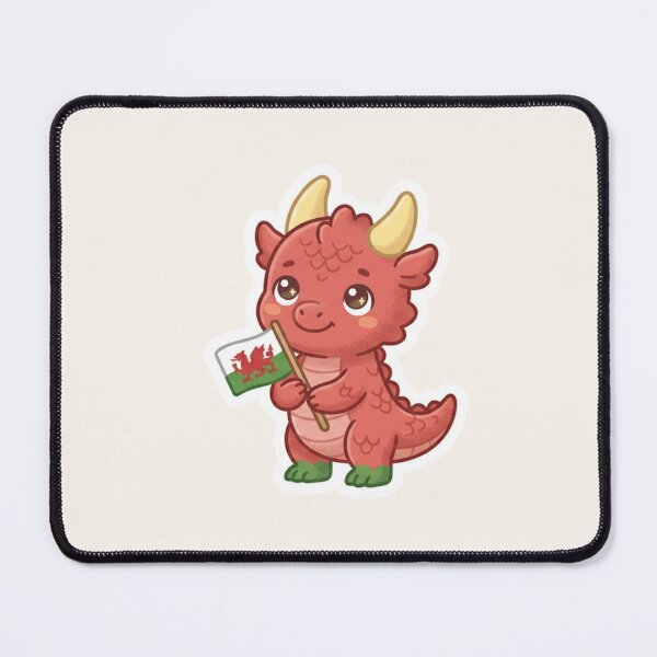 Item preview, Welsh Dragon with Flag – Cymru Pride Kawaii designed and sold by Cerys-GS.