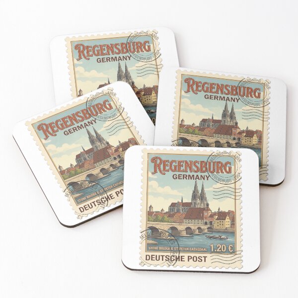 Item preview, Regensburg Germany Travel Stamp Stone Bridge Cathedral designed and sold by k3rstman1.