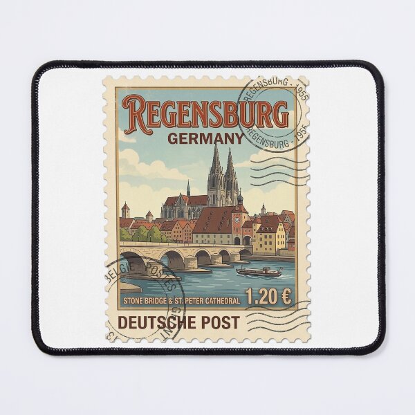 Item preview, Regensburg Germany Travel Stamp Stone Bridge Cathedral designed and sold by k3rstman1.