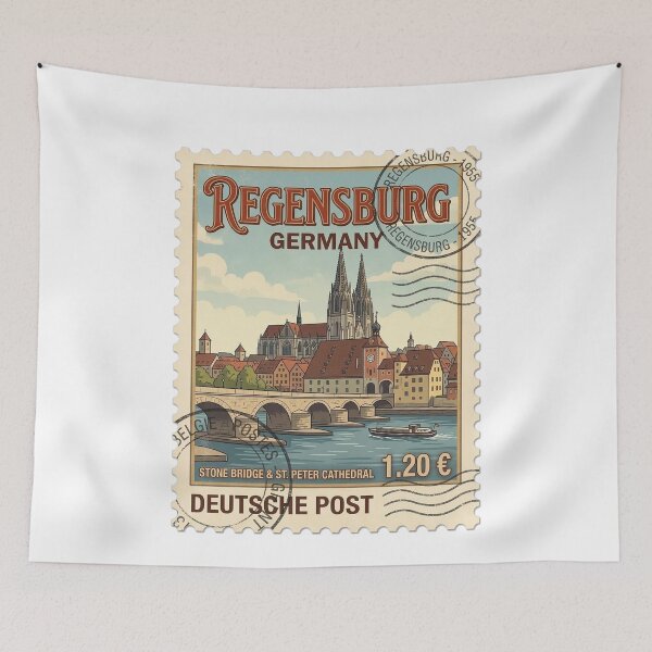 Item preview, Regensburg Germany Travel Stamp Stone Bridge Cathedral designed and sold by k3rstman1.