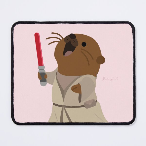 Item preview, Cute Otter Jedi with Red Lightsaber Star Space Warrior Illustration designed and sold by LudmylArt.
