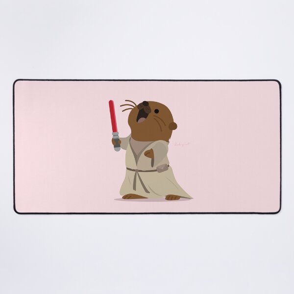 Item preview, Cute Otter Jedi with Red Lightsaber Star Space Warrior Illustration designed and sold by LudmylArt.