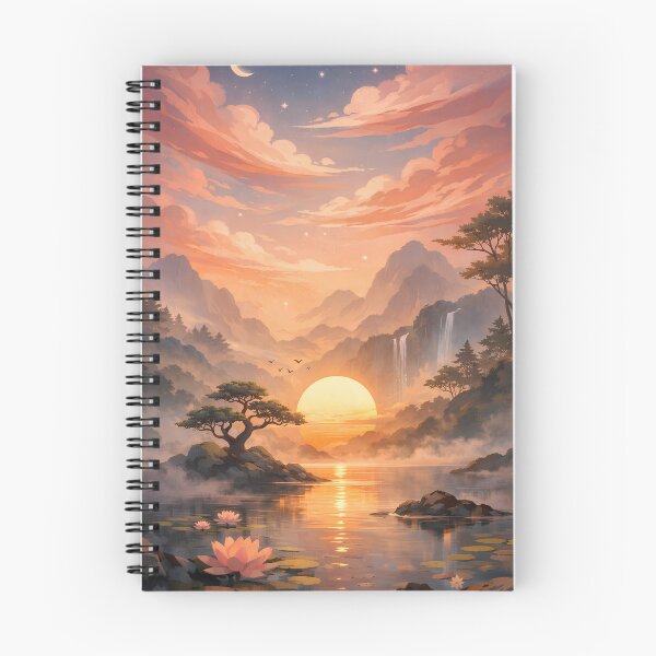 Item preview, Aesthetic Sunset Mountain Waterfall Landscape designed and sold by Freestyle Shop.