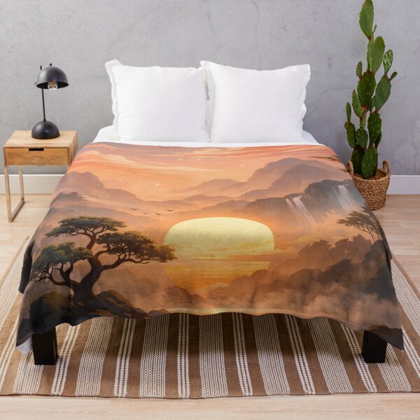 Item preview, Aesthetic Sunset Mountain Waterfall Landscape designed and sold by Freestyle Shop.