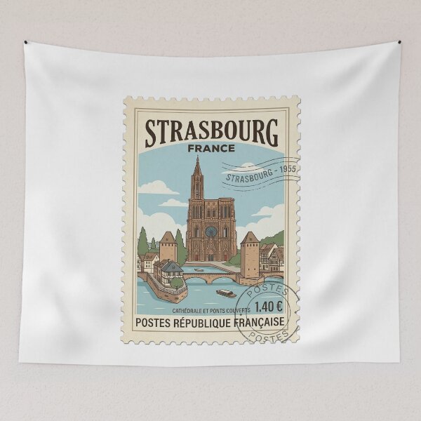 Item preview, Vintage Strasbourg France Cathedral Travel Stamp designed and sold by k3rstman1.