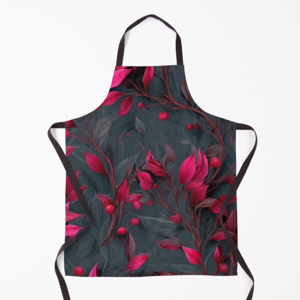 Item preview, Vibrant Magenta Leaves and Red Berries Dark Floral Pattern designed and sold by LYAN-STORE.
