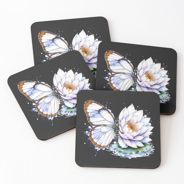 Item preview, Water Lily Butterfly Watercolor Illustration designed and sold by ColorSplash123.
