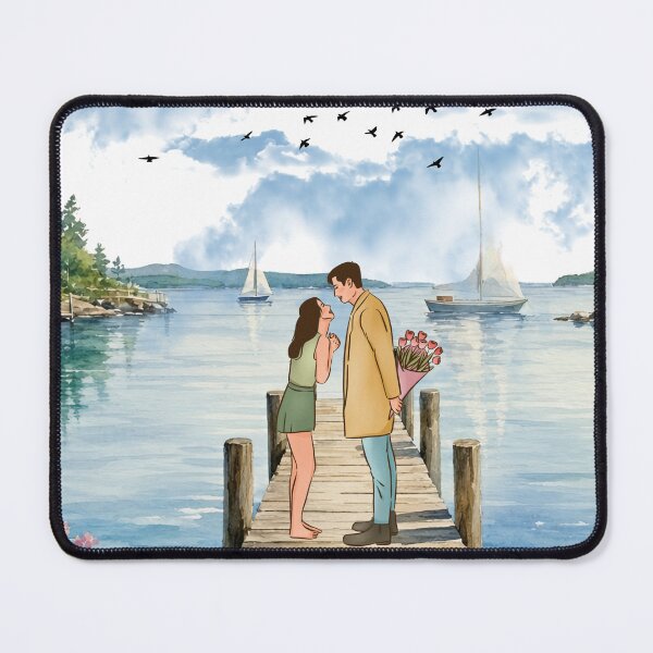 Item preview, Love on lake -Romantic water color couple art designed and sold by wittyart.