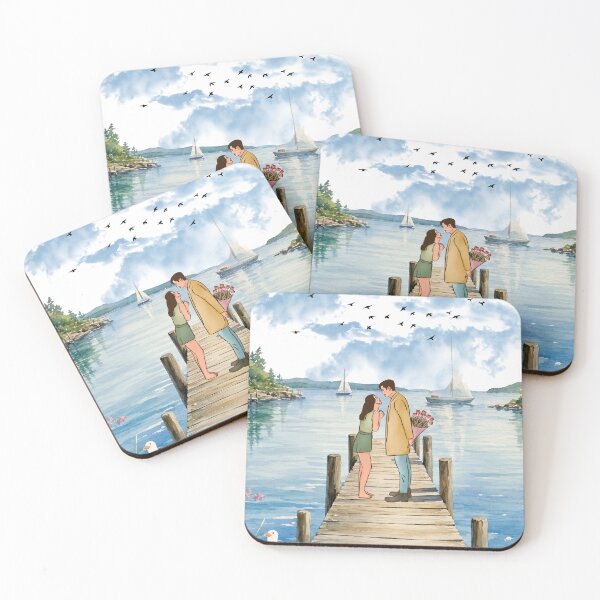 Item preview, Love on lake -Romantic water color couple art designed and sold by wittyart.