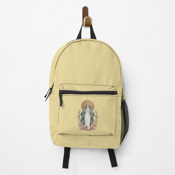 Item preview, Virgin Mary in Prayer - Queen of the Eucharist with Wheat, Bread and Wine and Golden Halo (Catholic Illustration) designed and sold by LuzyGracia.