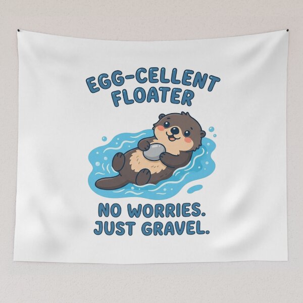 Item preview, Cute Funny Otter Floating With Gravel designed and sold by Owcomm.
