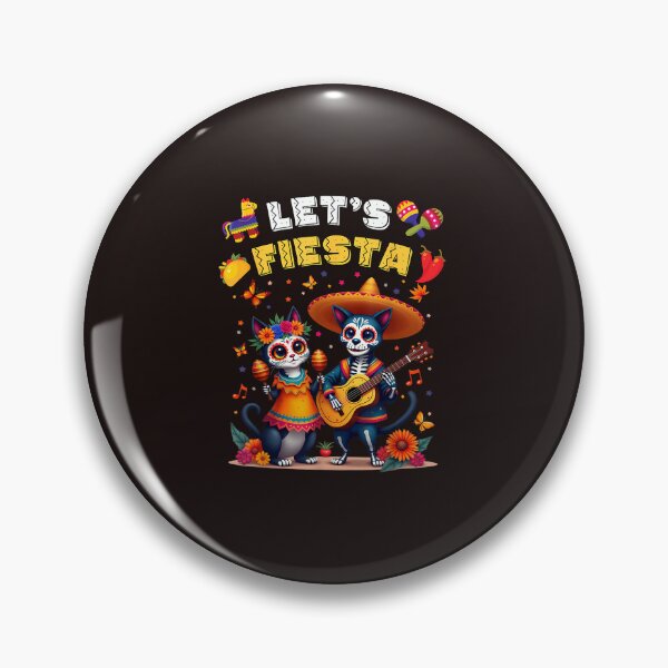 Artikelvorschau, Lasst uns Fiesta feiern! Zuckerschädel, Katze, Hund, Tag der Toten, Retro-Halloween-Kunst entworfen und verkauft von mari-kayden.