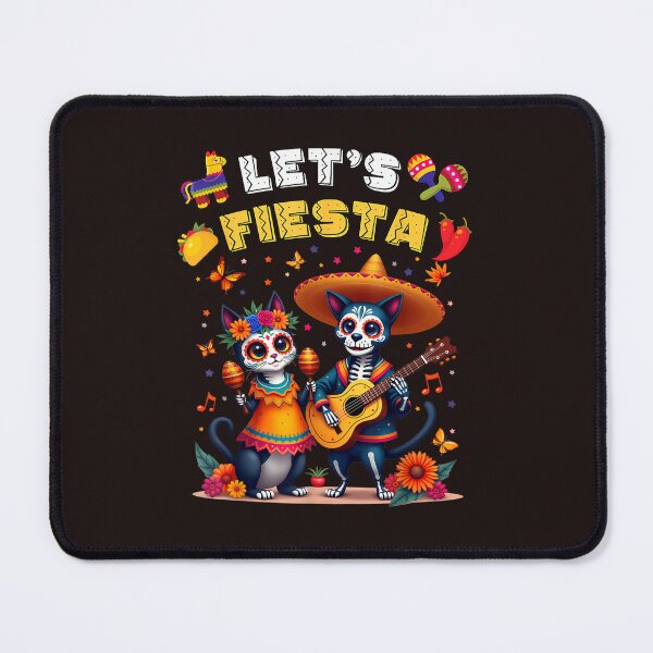 Item preview, Let's Fiesta Sugar Skull Cat Dog Day of the Dead Retro Halloween Art designed and sold by mari-kayden.
