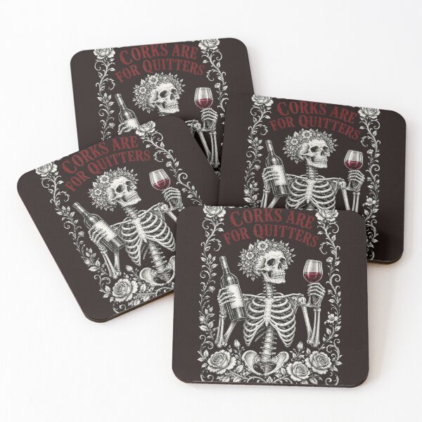 Item preview, Corks Are For Quitters Funny Wine Lover Skeleton Gothic Vintage Graphic designed and sold by mari-kayden.