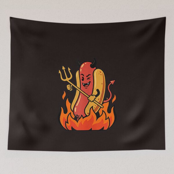 Item preview, Funny Devil Hot Dog Halloween Cute Spicy Food Vintage Graphic designed and sold by mari-kayden.