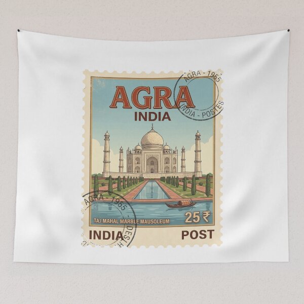 Item preview, Vintage Taj Mahal Agra India Travel Stamp designed and sold by k3rstman1.