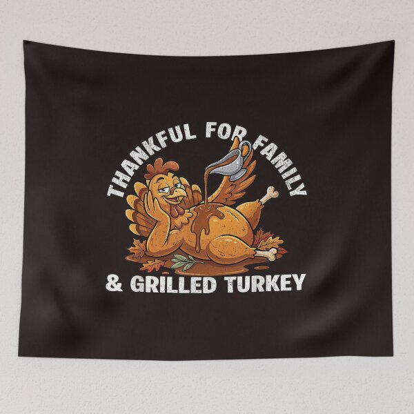Item preview, Funny Thanksgiving Turkey Thankful for Family Grilled Turkey Vintage Humor designed and sold by mari-kayden.