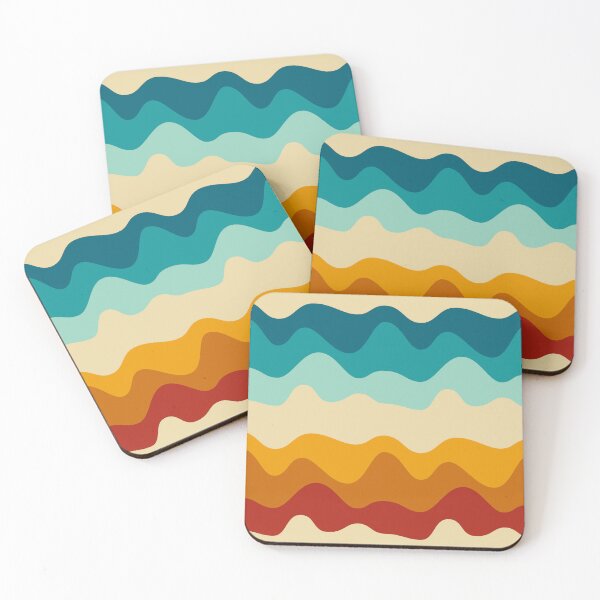 Item preview, Retro 70s Wavy Sunset Aesthetic Ocean Waves Pattern designed and sold by Zaya_art.