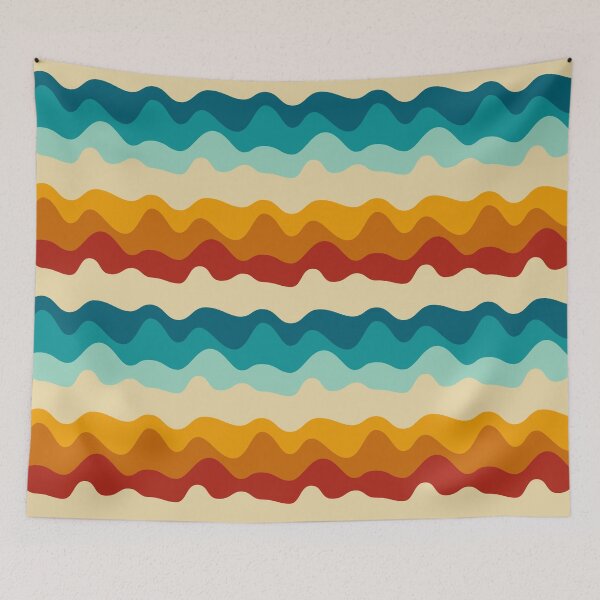 Item preview, Retro 70s Wavy Sunset Aesthetic Ocean Waves Pattern designed and sold by Zaya_art.