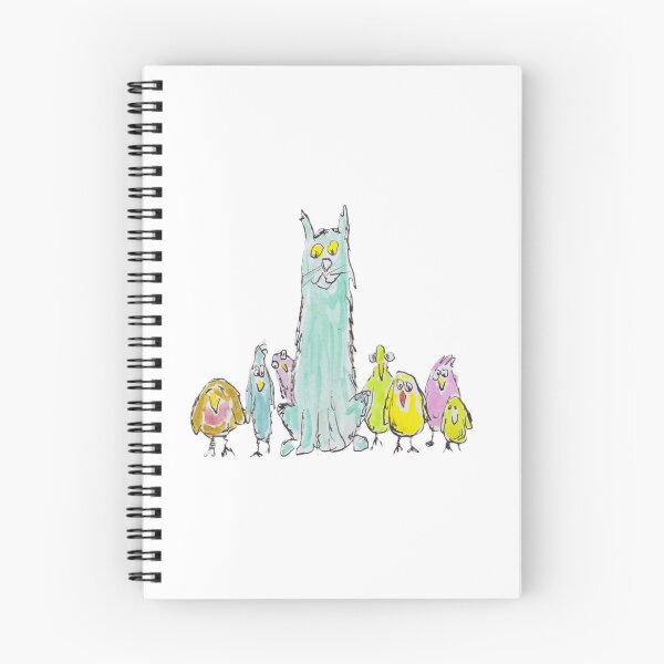 Item preview, Cat sitting with colourful birds designed and sold by Inky Fingers Illustrations.