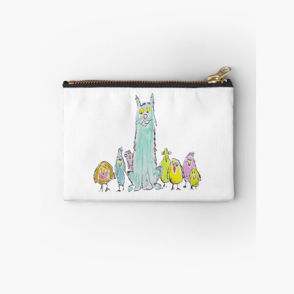 Item preview, Cat sitting with colourful birds designed and sold by Inky Fingers Illustrations.