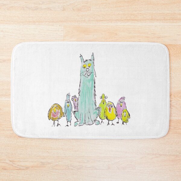 Item preview, Cat sitting with colourful birds designed and sold by Inky Fingers Illustrations.