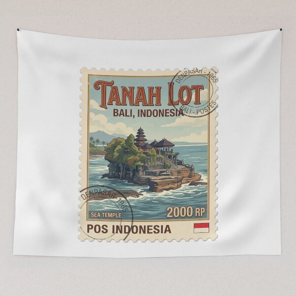 Item preview, Tanah Lot Bali Sea Temple Vintage Travel Stamp designed and sold by k3rstman1.