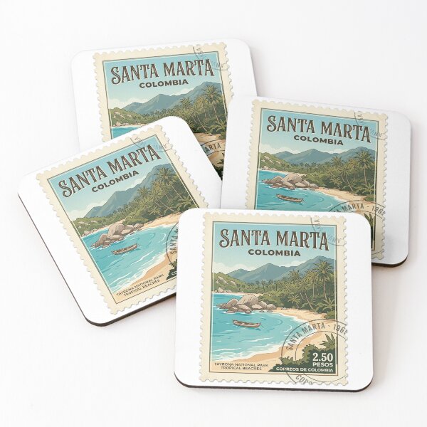 Item preview, Vintage Santa Marta Colombia Travel Stamp designed and sold by k3rstman1.