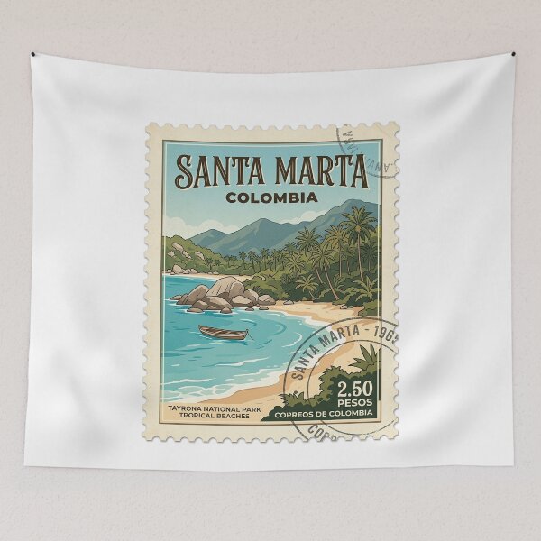 Item preview, Vintage Santa Marta Colombia Travel Stamp designed and sold by k3rstman1.