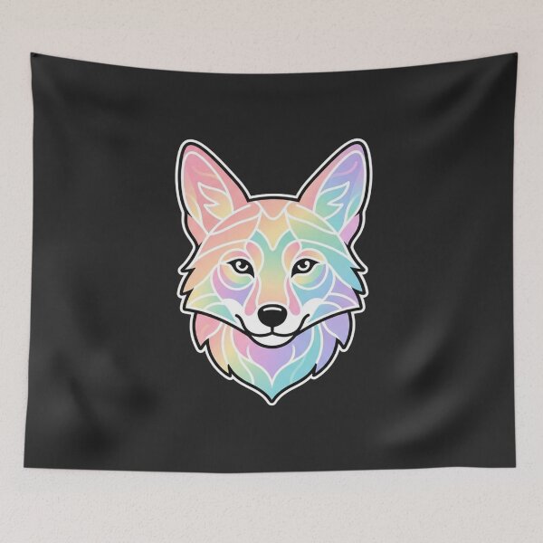 Item preview, Rainbow Pastel Fox Head Line Art Illustration designed and sold by Owcomm.