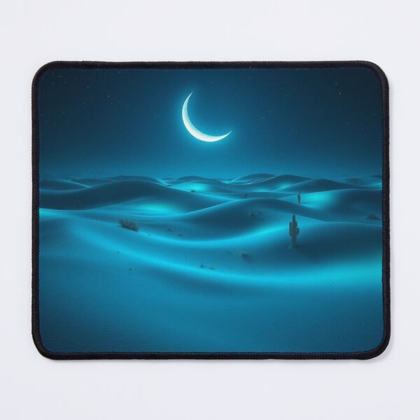 Item preview, Moonlit Blue Desert Night Crescent Moon Dunes Cactus Landscape designed and sold by EllDAV777.