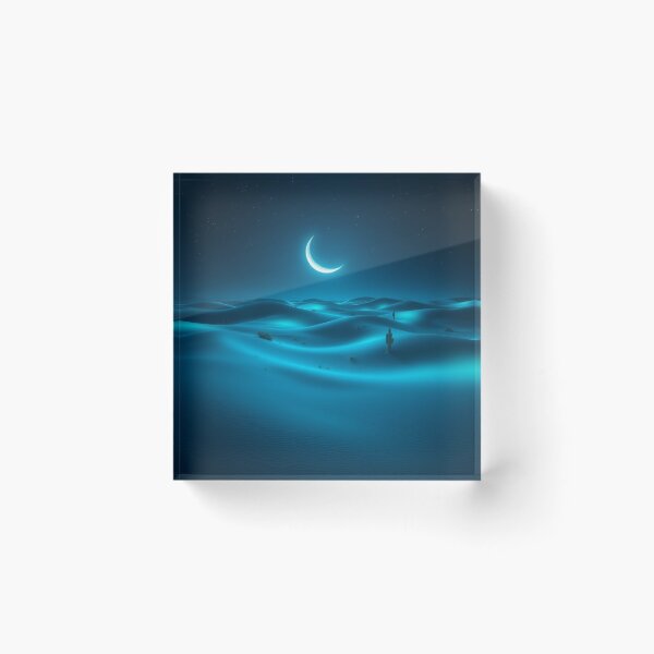 Item preview, Moonlit Blue Desert Night Crescent Moon Dunes Cactus Landscape designed and sold by EllDAV777.