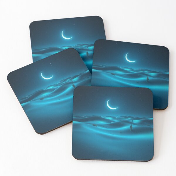 Item preview, Moonlit Blue Desert Night Crescent Moon Dunes Cactus Landscape designed and sold by EllDAV777.