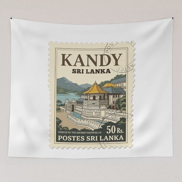 Item preview, Vintage Kandy Sri Lanka Temple Travel Stamp designed and sold by k3rstman1.