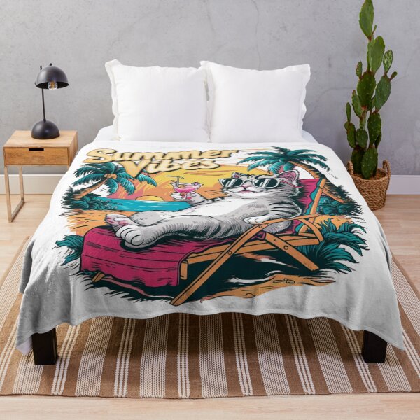 Item preview, Summer Vibes Funny Beach Cat | Tropical Vacation Sunset Relaxing Kitty designed and sold by Awarrie.