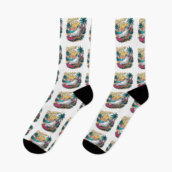 Item preview, Summer Vibes Funny Beach Cat | Tropical Vacation Sunset Relaxing Kitty designed and sold by Awarrie.