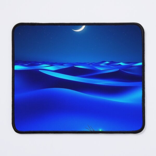 Item preview, Blue Crescent Moon Desert Dunes Night Landscape with Glowing Plant designed and sold by EllDAV777.
