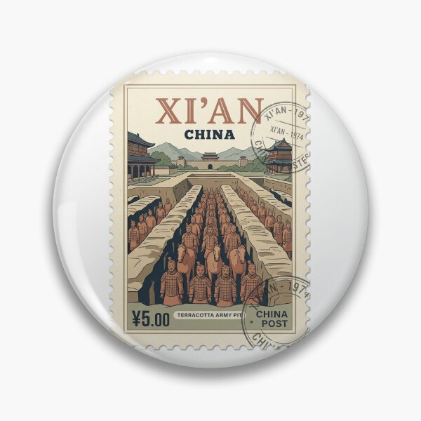 Item preview, Xi'An China Terracotta Army Vintage Travel Stamp designed and sold by k3rstman1.