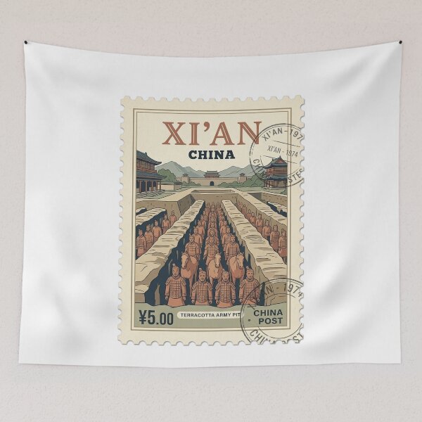 Item preview, Xi'An China Terracotta Army Vintage Travel Stamp designed and sold by k3rstman1.