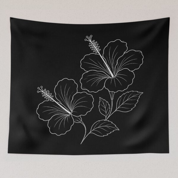 Item preview, Elegant White Hibiscus Flower Outline Illustration designed and sold by Owcomm.