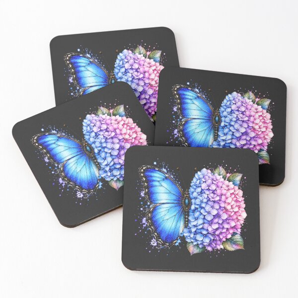 Item preview, Hydrangea Butterfly Watercolor Illustration designed and sold by ColorSplash123.