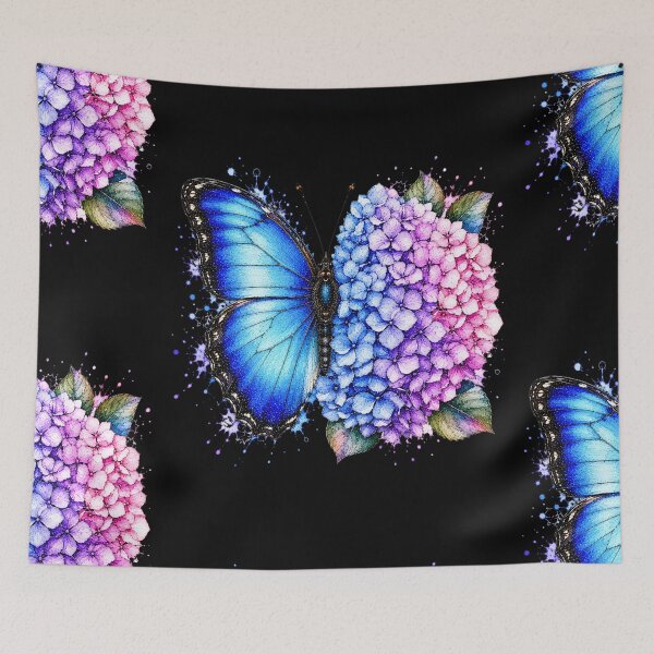 Item preview, Hydrangea Butterfly Watercolor Illustration designed and sold by ColorSplash123.