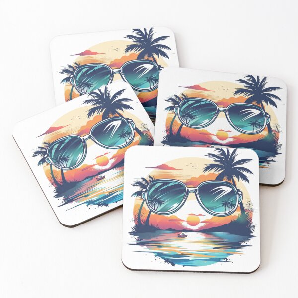 Item preview, Tropical Beach Sunglasses | Ocean Sunset Palm Trees Summer Vacation Design designed and sold by Awarrie.