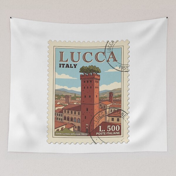 Item preview, Vintage Italy Lucca Torre Guinigi Travel Stamp designed and sold by k3rstman1.