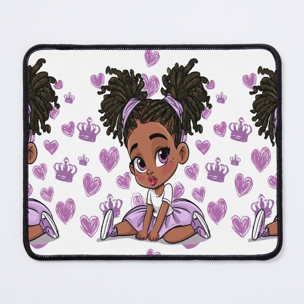 Item preview, Little Cute Girl Locs Kawaii Purple Crowns and Hearts Print Pattern designed and sold by RichardRags.